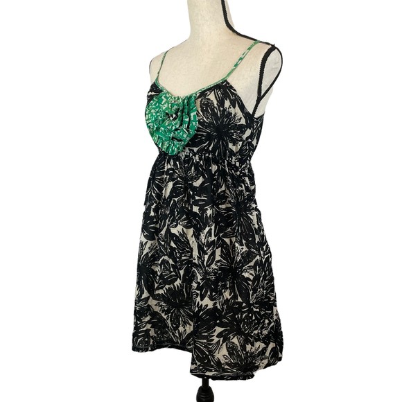 ANTHROPOLOGIE WE LOVE VERA BLACK FLORAL STAMP ART DRESS SUNDRESS SIZE 0 - Picture 6 of 11